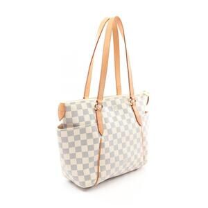 Louis Vuitton Leather Canvas White Bag Azur Damier Totally Tote
